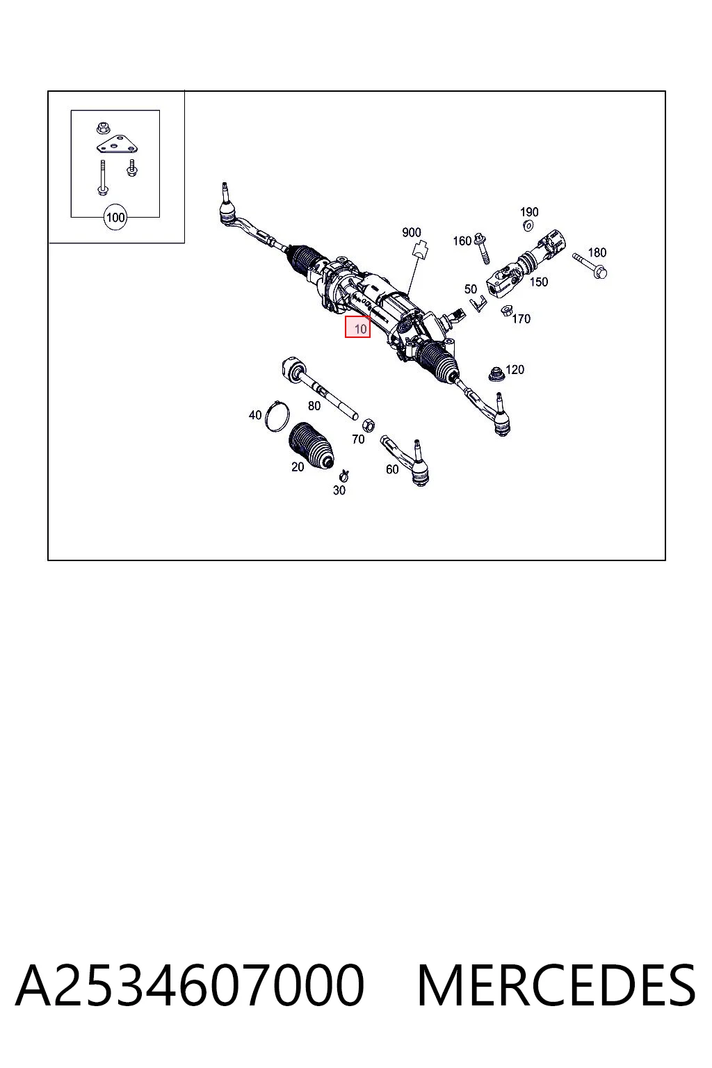 A2534607000 Mercedes Cremalheira da direção