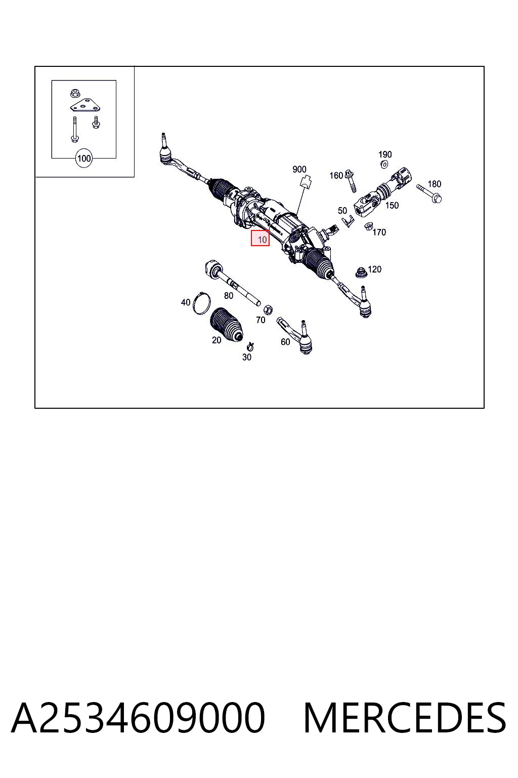 A2534609000 Mercedes Cremalheira da direção