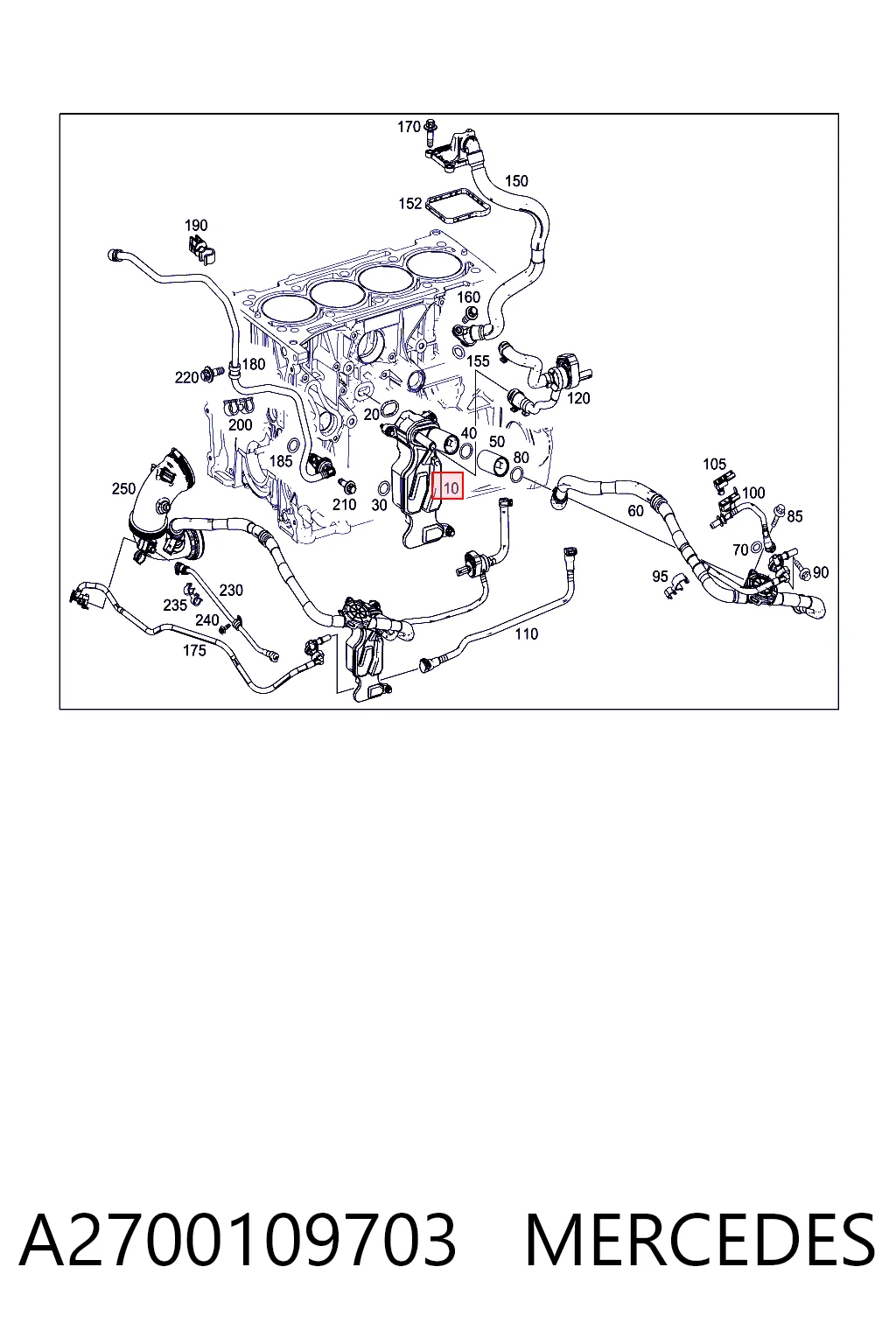 A2700109703 Mercedes Separador de óleo (separador) do sistema de ventilação de cárter