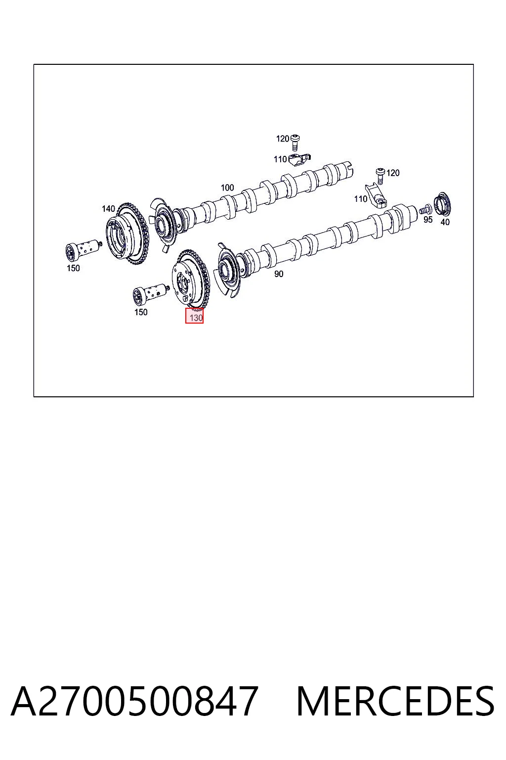 A2700500847 Mercedes Engrenagem de cadeia de roda dentada da árvore distribuidora de admissão de motor