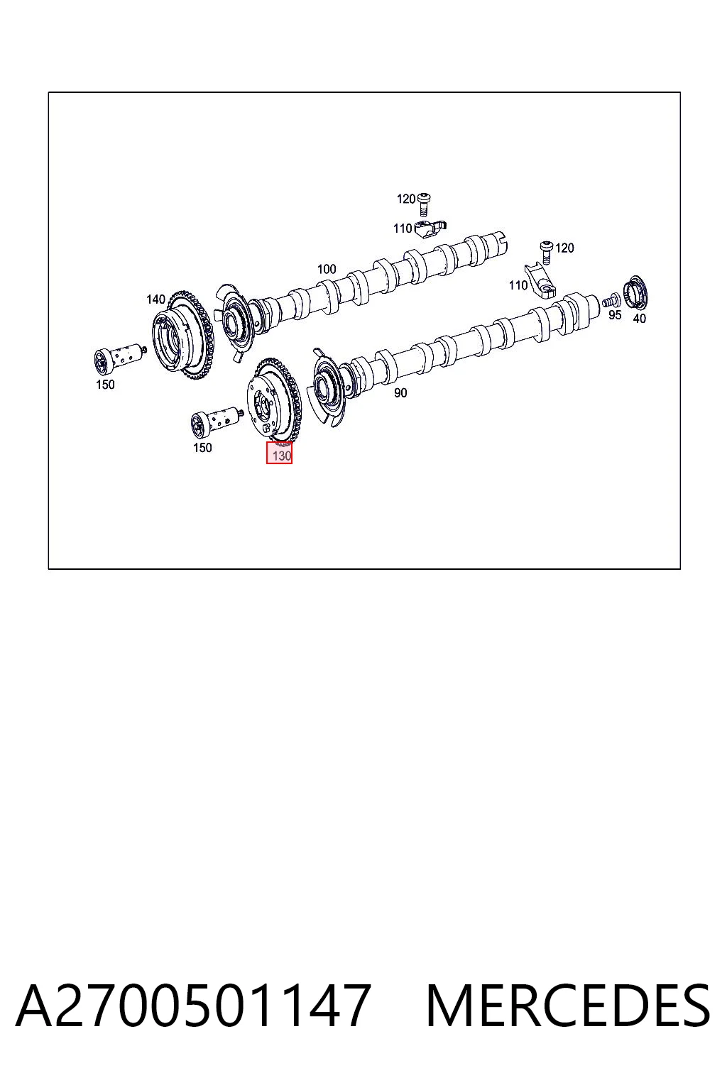 A2700501147 Mercedes Engrenagem de cadeia de roda dentada da árvore distribuidora de admissão de motor