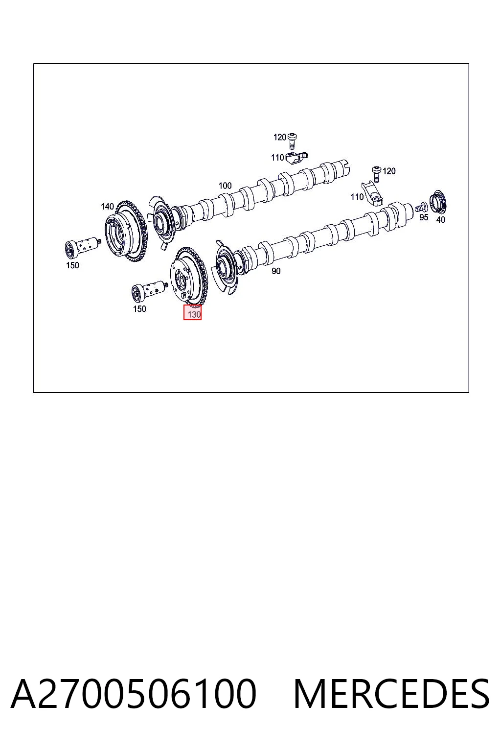 A2700506100 Mercedes Engrenagem de cadeia de roda dentada da árvore distribuidora de admissão de motor