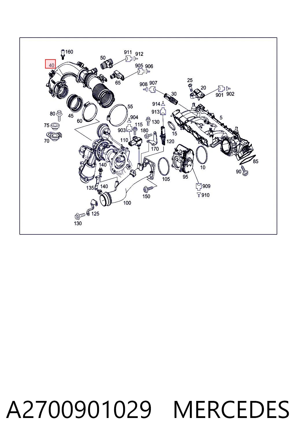 A2700901029 Mercedes Tubo coletor de admissão