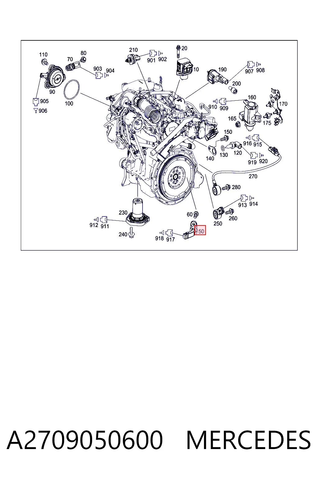 A2709050600 Mercedes Sensor de posição (de revoluções) de cambota