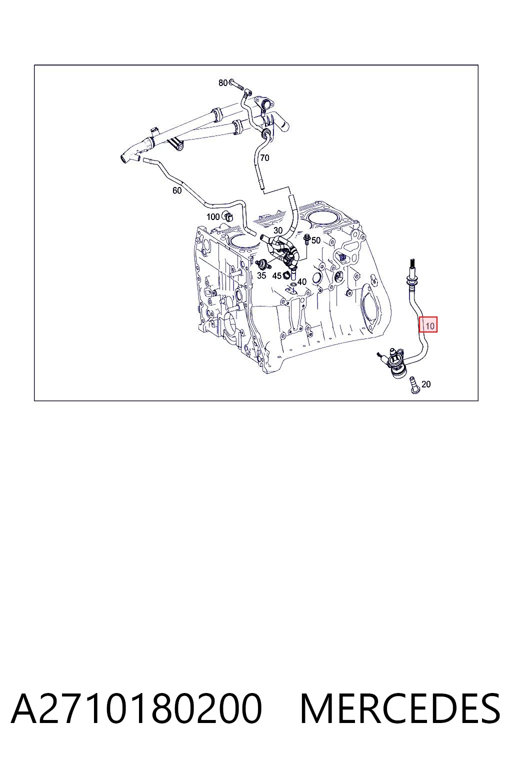 A2710180200 Mercedes Cano derivado de ventilação de cárter (de separador de óleo)