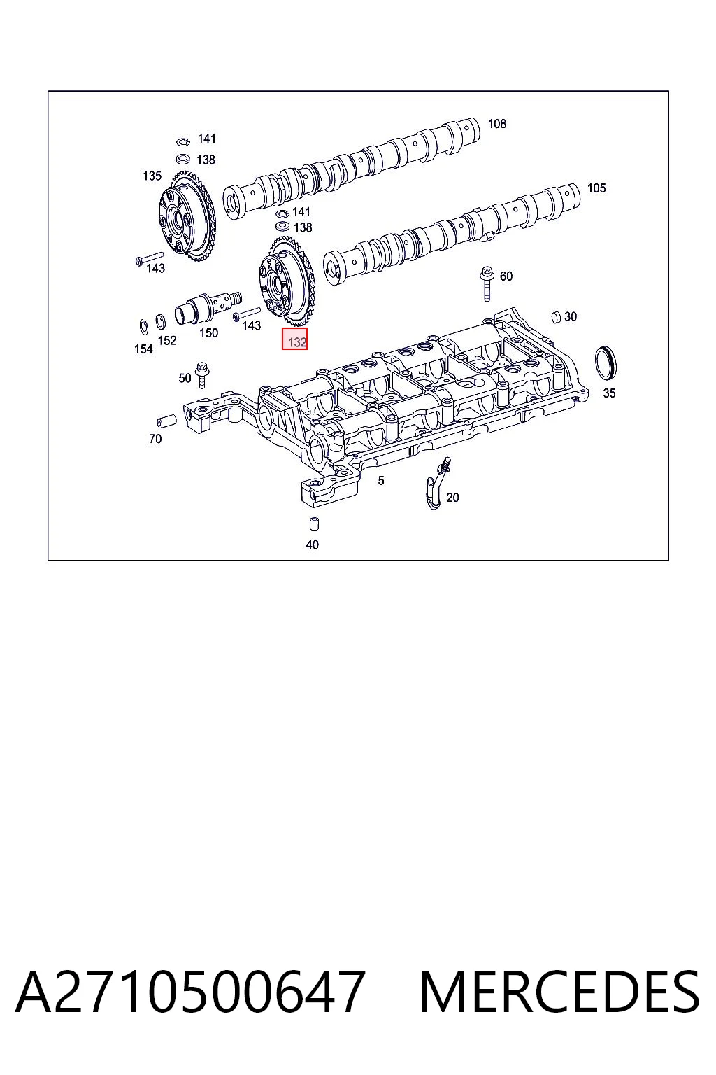 A2710500647 Mercedes Engrenagem de cadeia de roda dentada da árvore distribuidora de admissão de motor