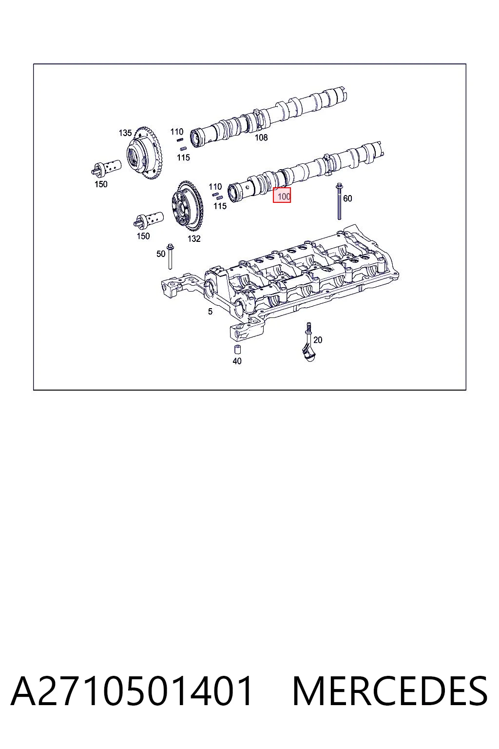 A2710501401 Mercedes Árvore distribuidora de motor de admissão