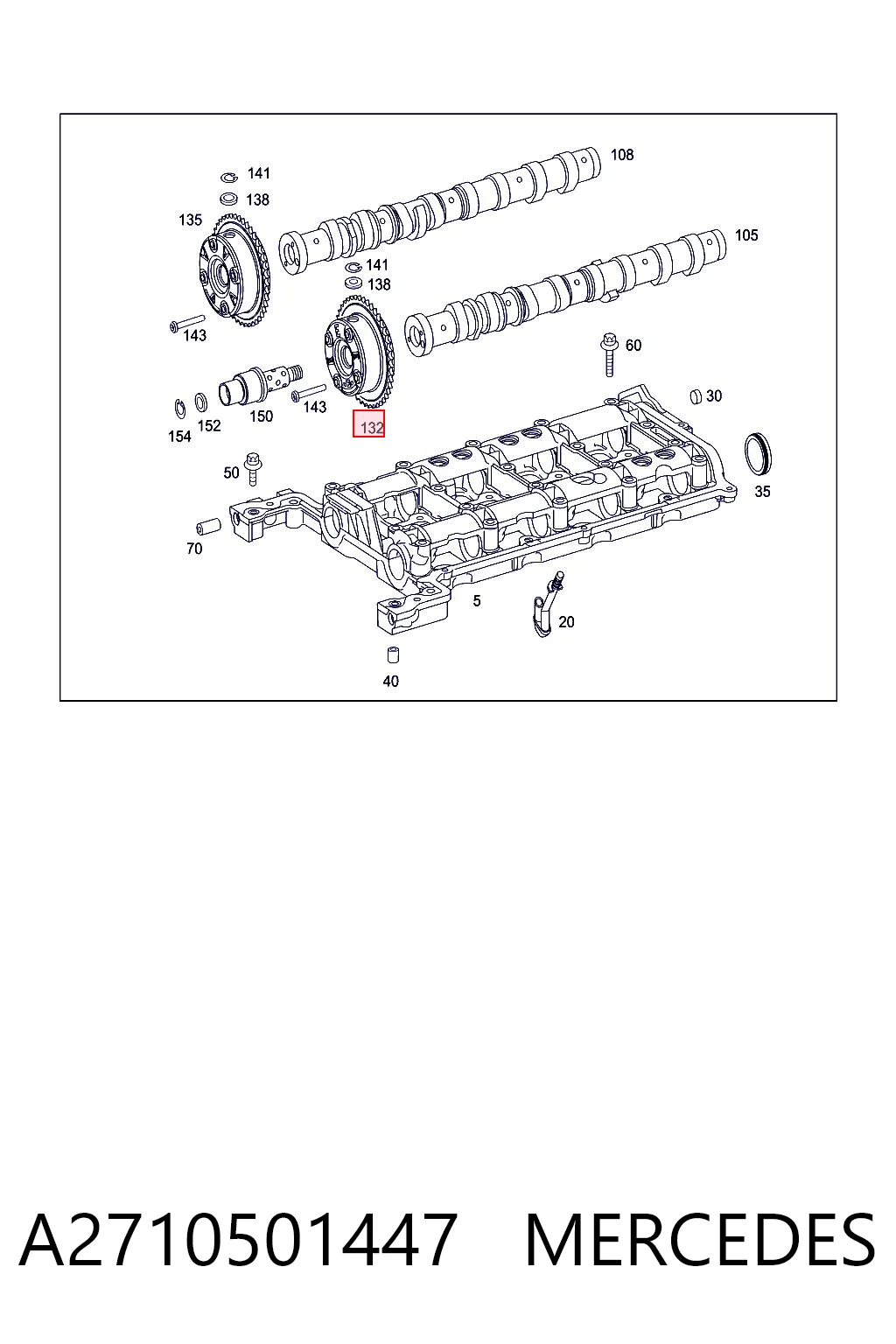A2710501447 Mercedes Engrenagem de cadeia de roda dentada da árvore distribuidora de admissão de motor