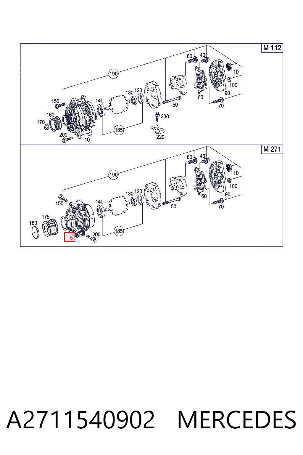 A2711540902 Mercedes Gerador