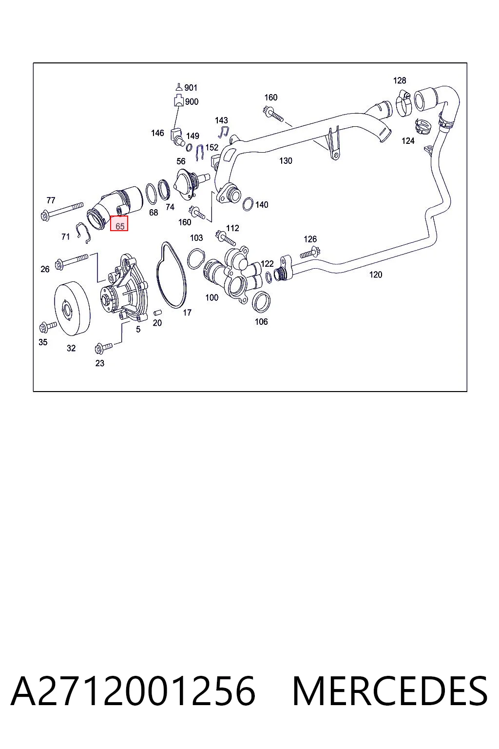 A2712001256 Mercedes Tampa do termostato
