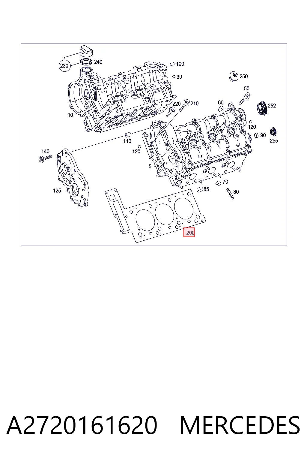 A2720161620 Mercedes Vedante direito de cabeça de motor (CBC)