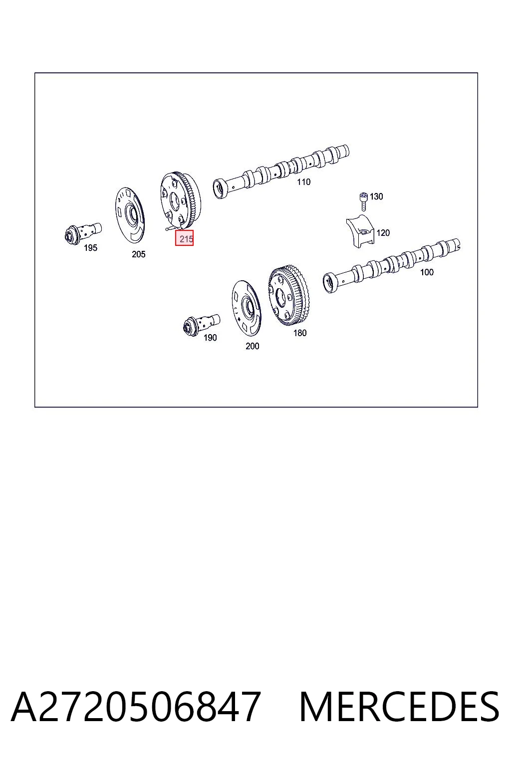 A2720506847 Mercedes Engrenagem de cadeia de roda dentada da árvore distribuidora de escape de motor