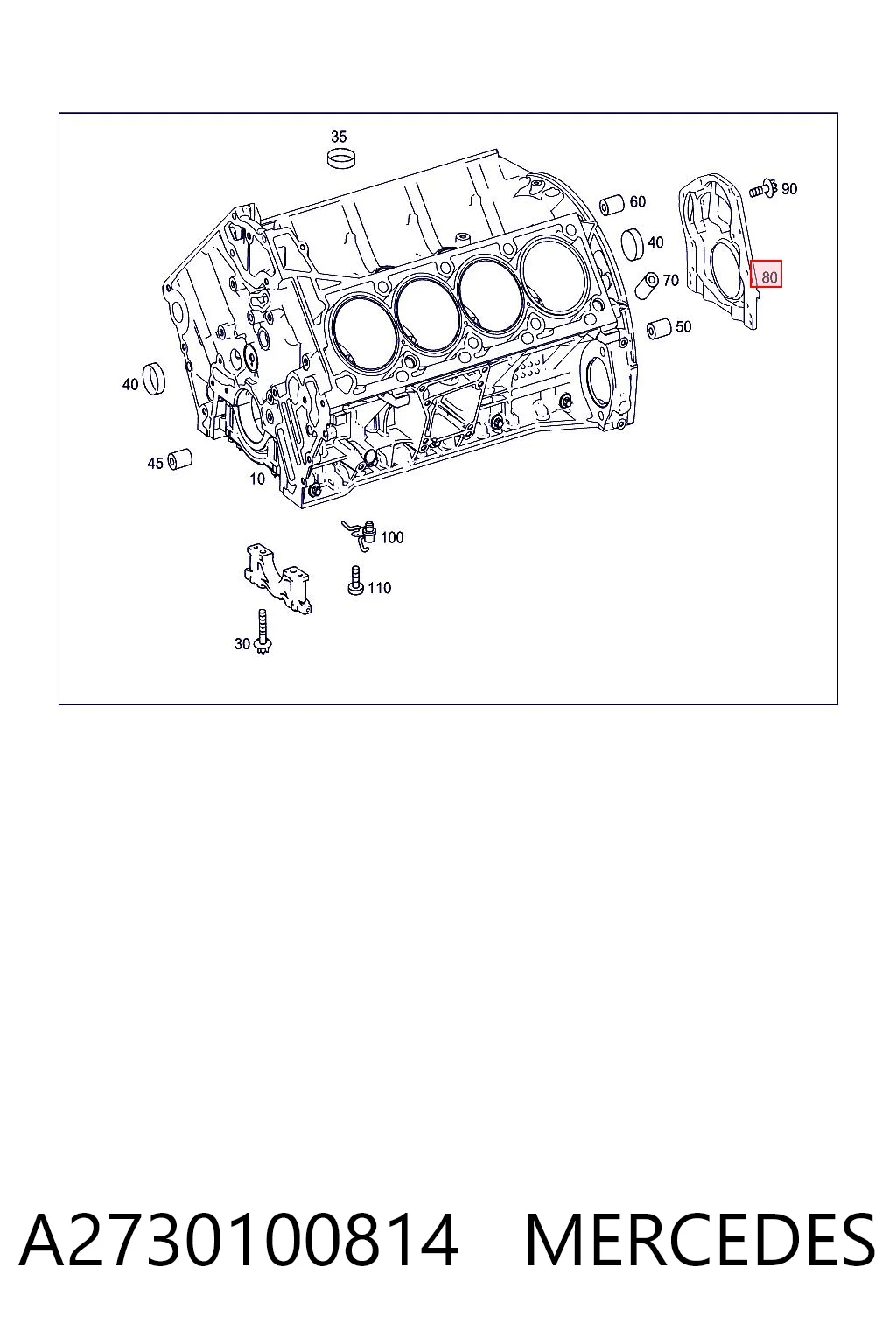 A2730100814 Mercedes Vedação traseira de cambota de motor