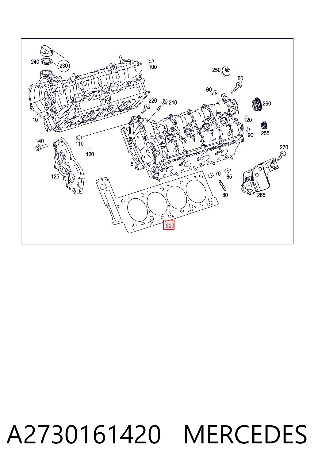 A2730161420 Mercedes Vedante direito de cabeça de motor (CBC)