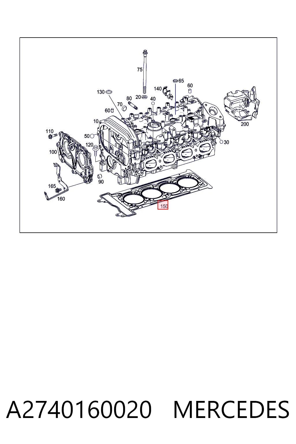 A2740160020 Mercedes Vedante de cabeça de motor (CBC)