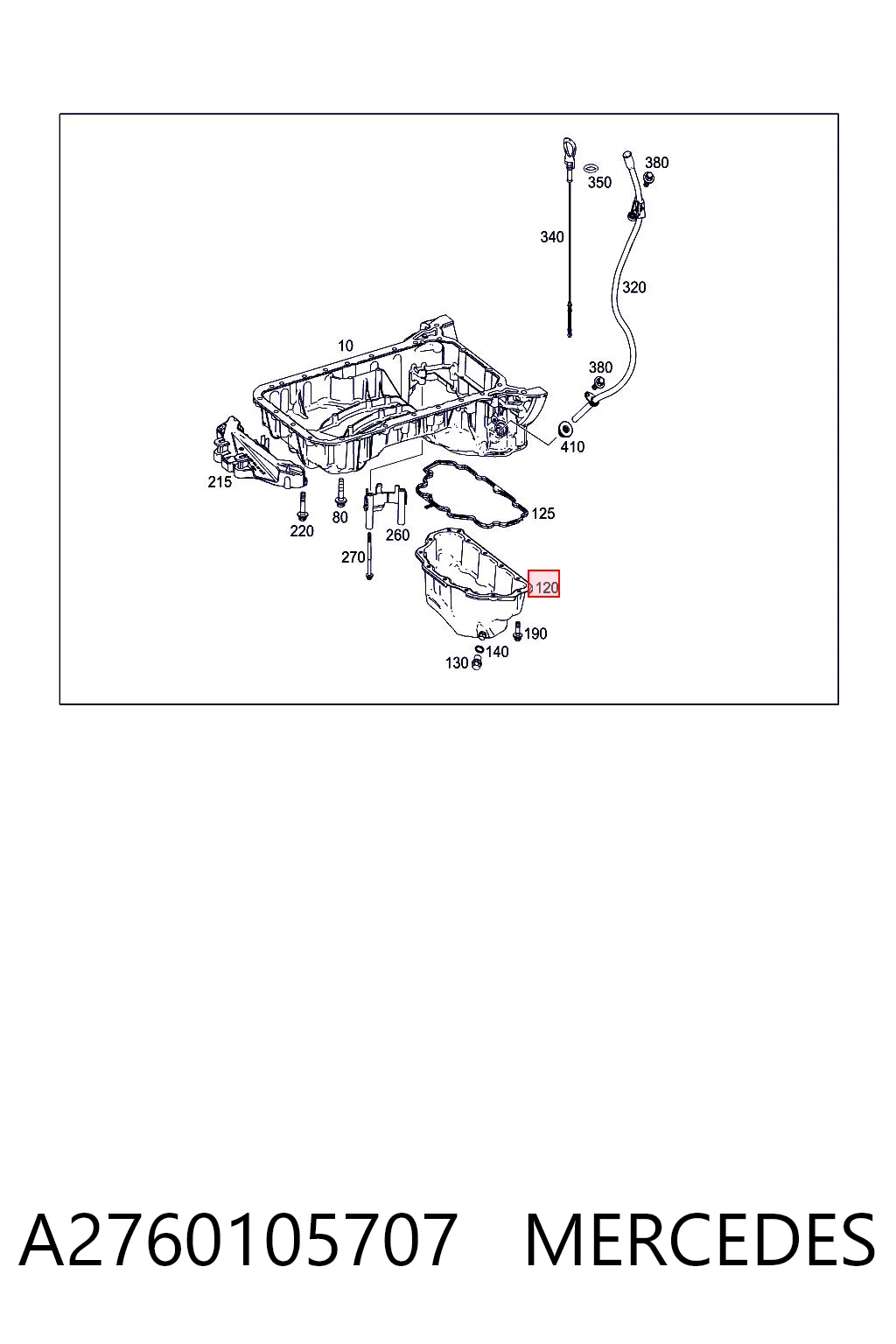 A2760105707 Mercedes Panela de óleo de cárter do motor