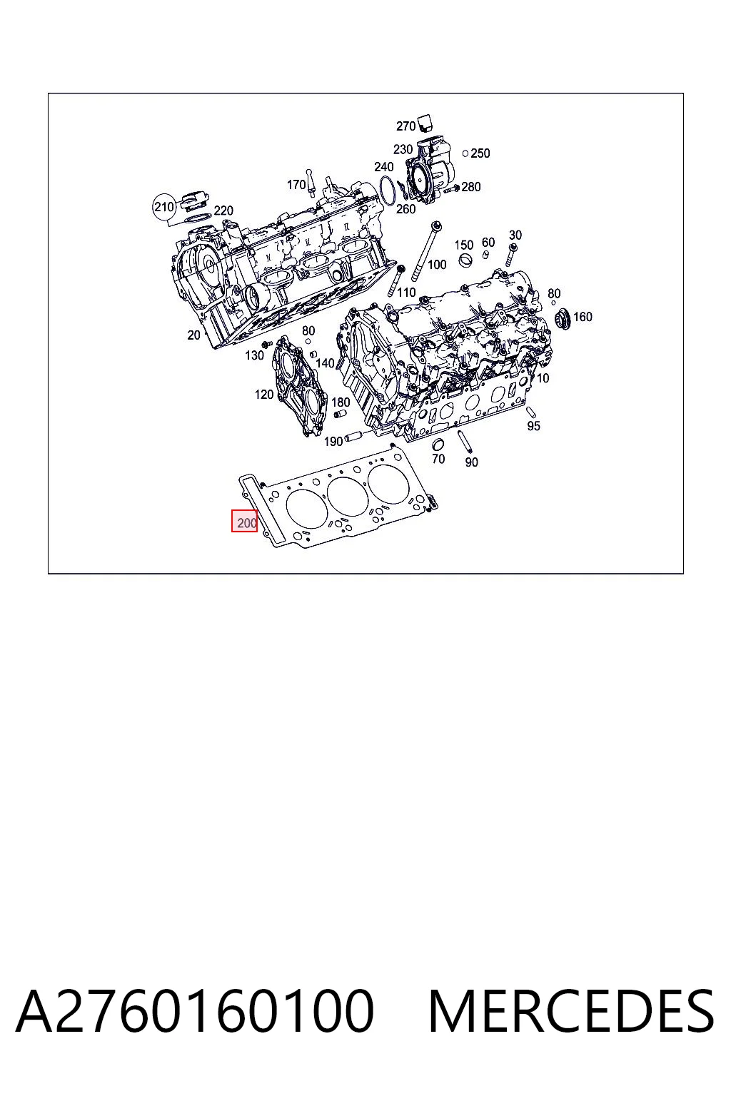 A2760160100 Mercedes Vedante esquerdo de cabeça de motor (CBC)