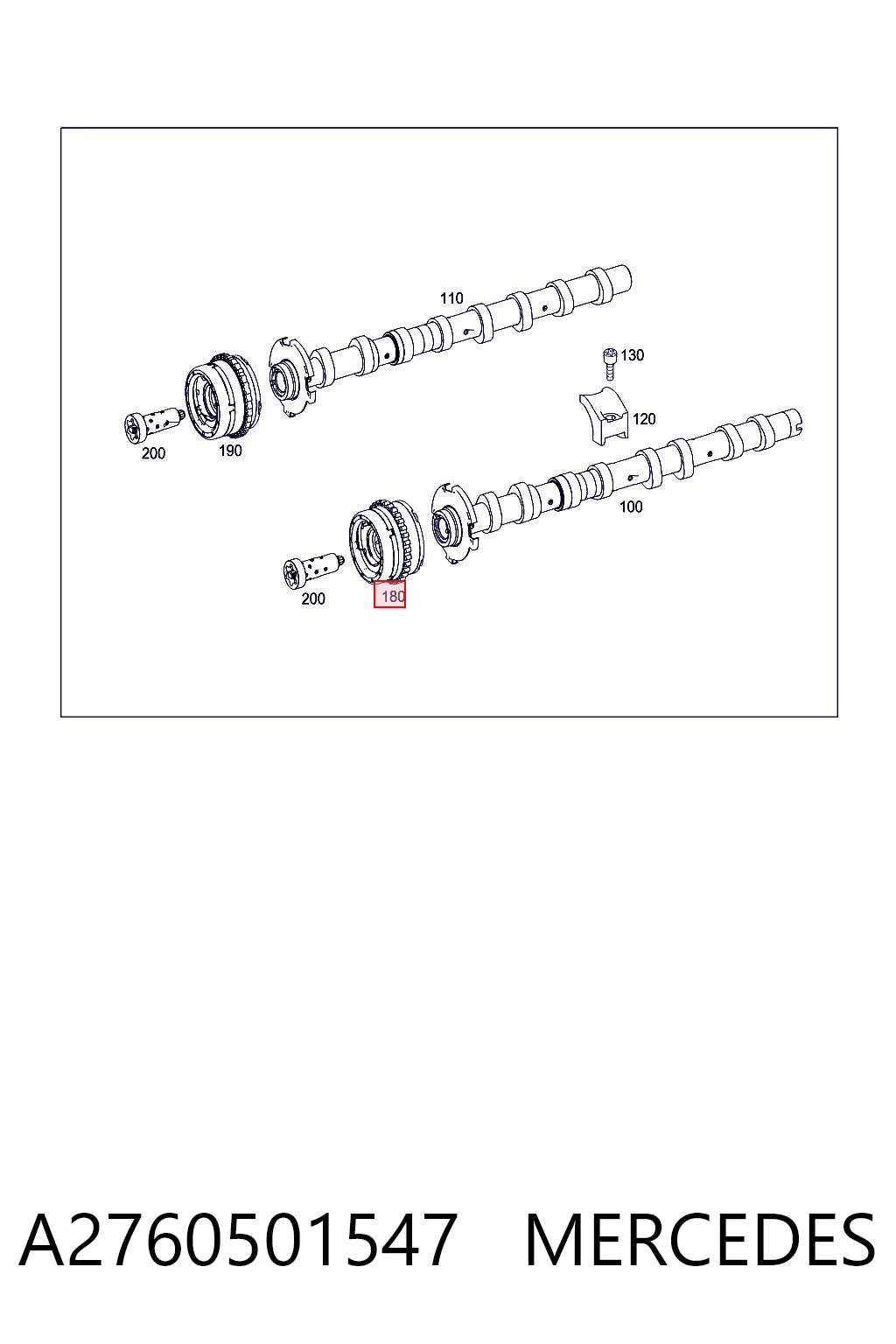 A2760501547 Mercedes Engrenagem de cadeia de roda dentada da árvore distribuidora esquerda de admissão de motor