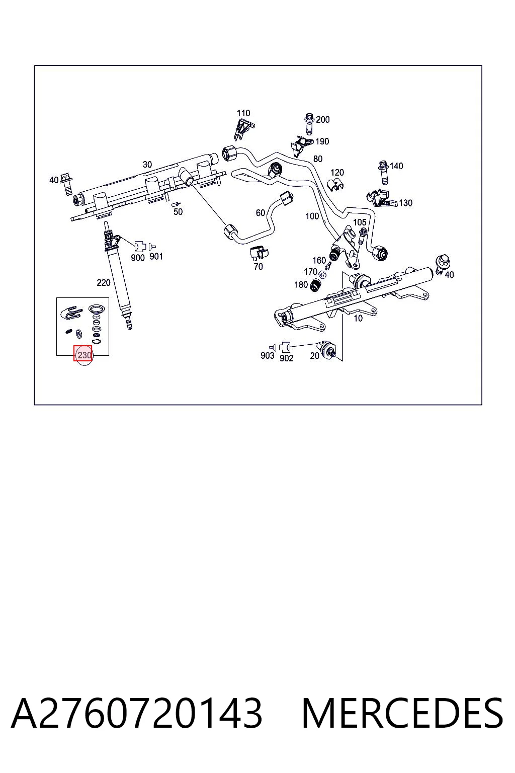 A2760720143 Mercedes Kit de reparação do injetor