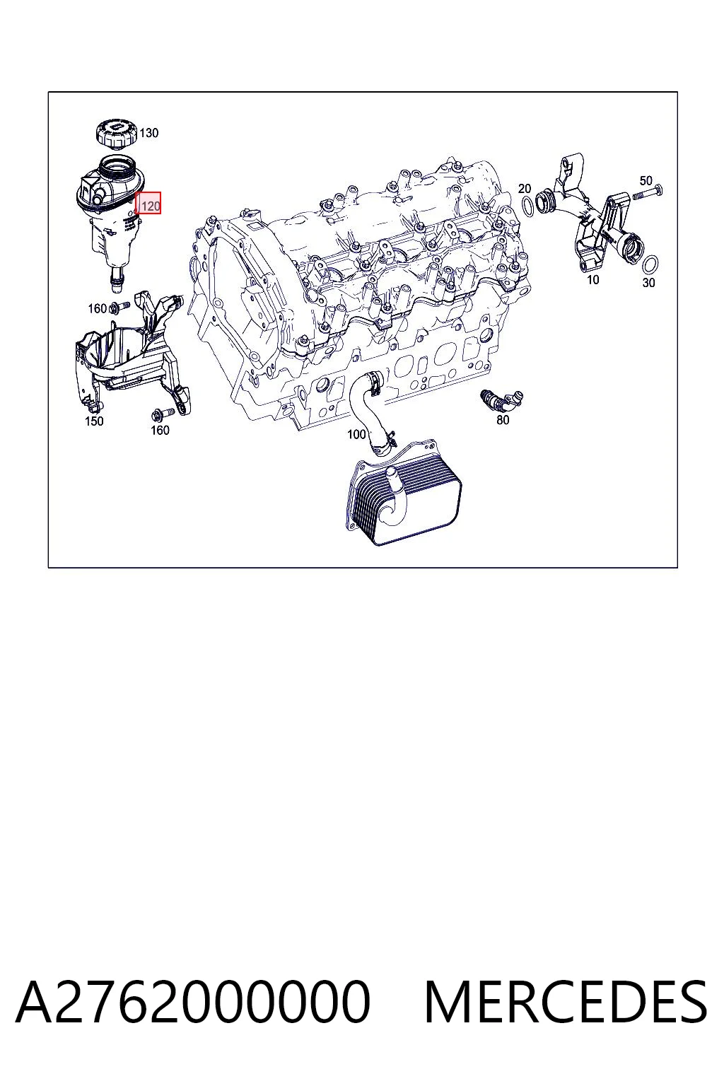 A2762000000 Mercedes Tanque de expansão do sistema de esfriamento