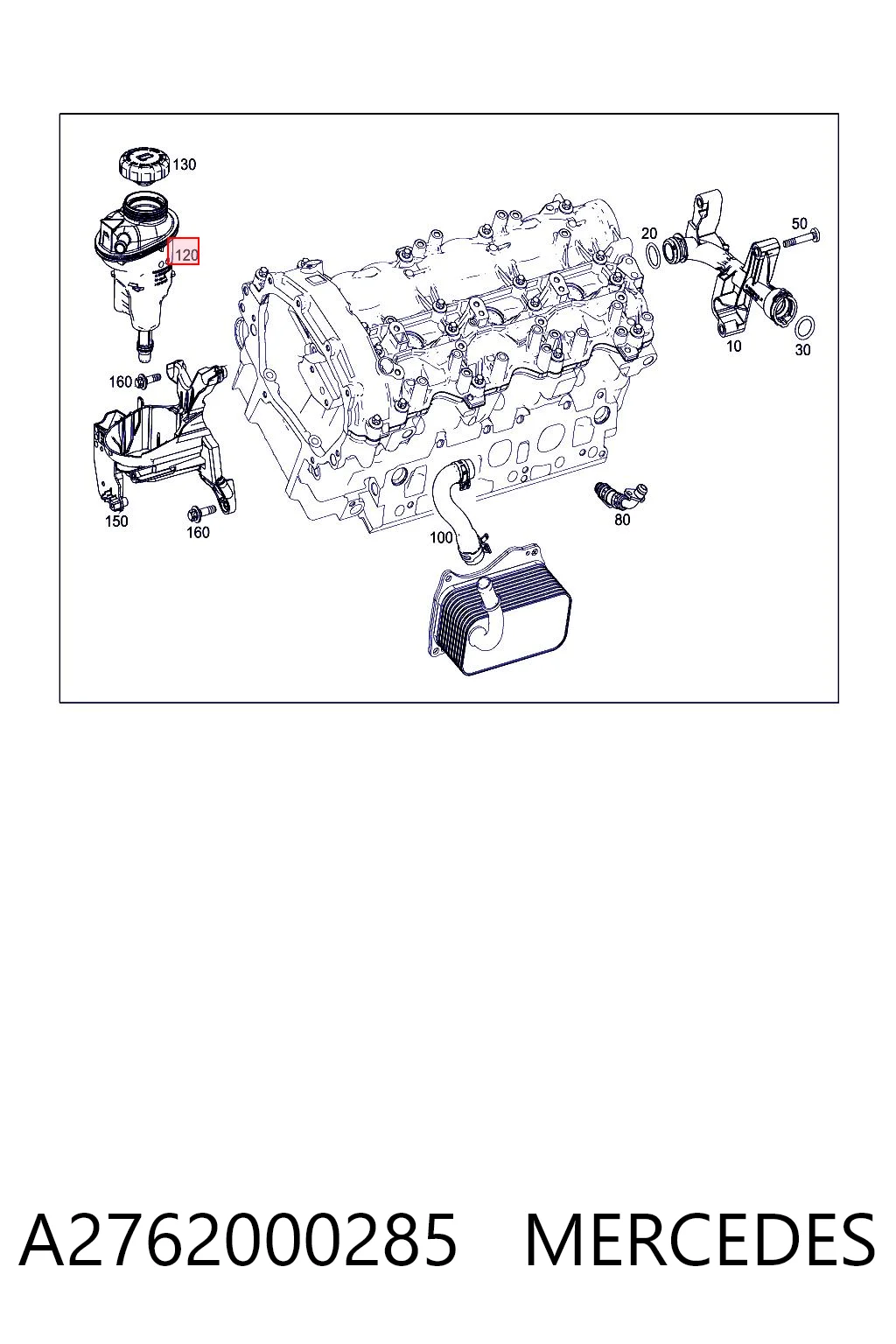 A2762000285 Mercedes Tanque de expansão do sistema de esfriamento