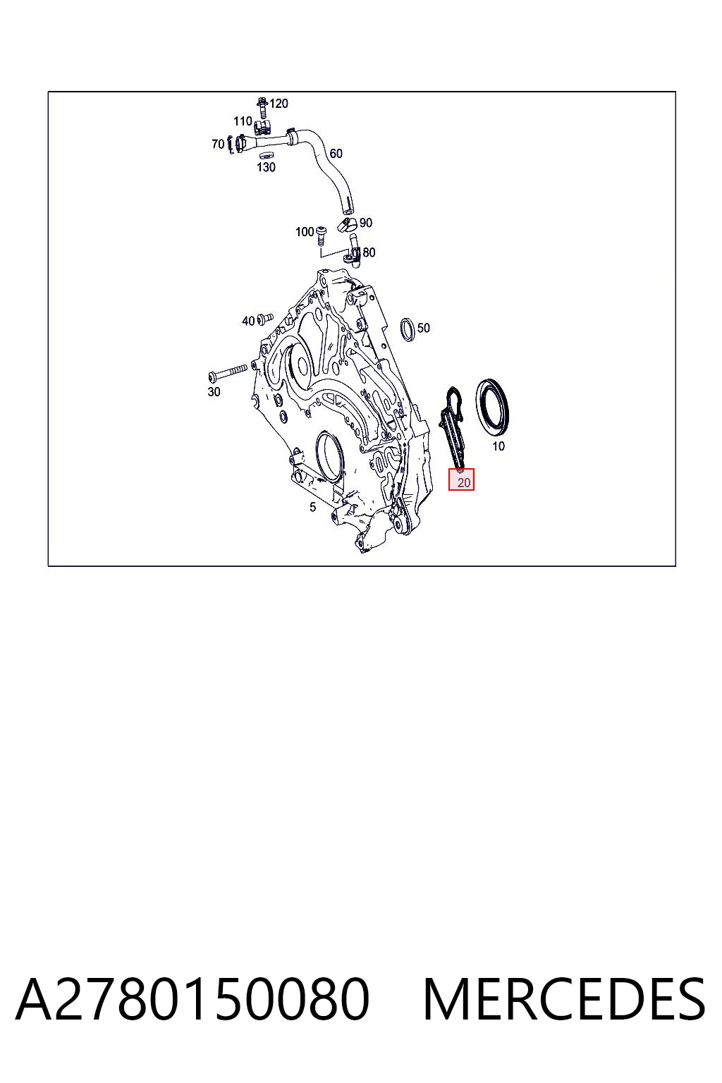 A2780150080 Mercedes Vedante de tampa dianteira de motor