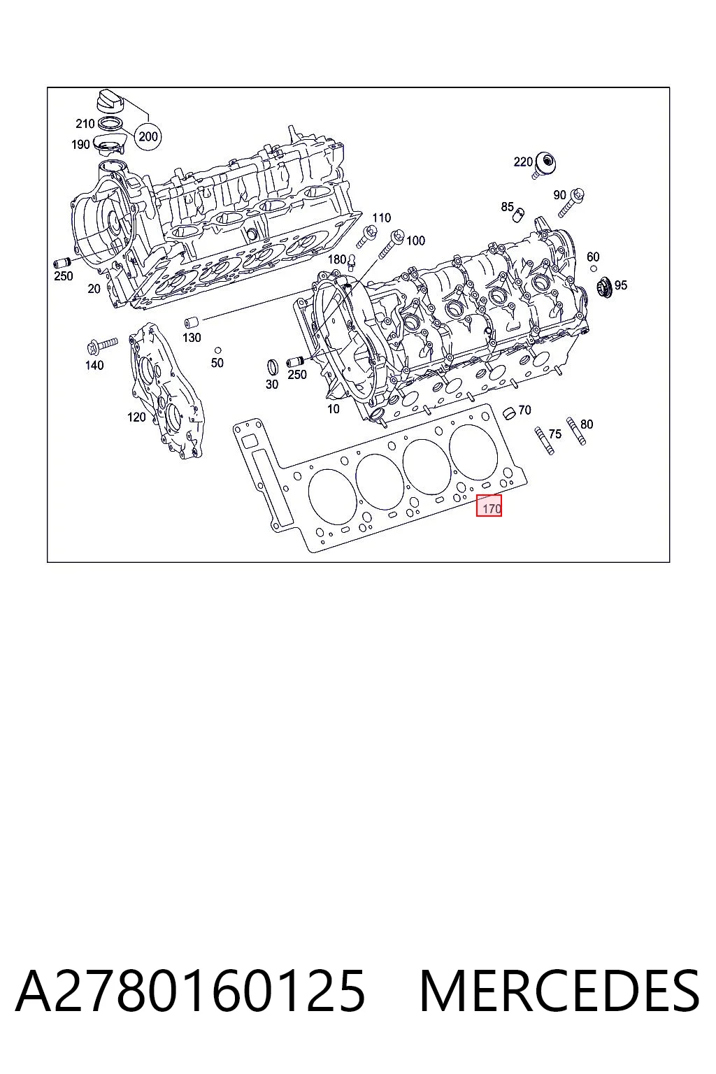 A2780160125 Mercedes Vedante esquerdo de cabeça de motor (CBC)