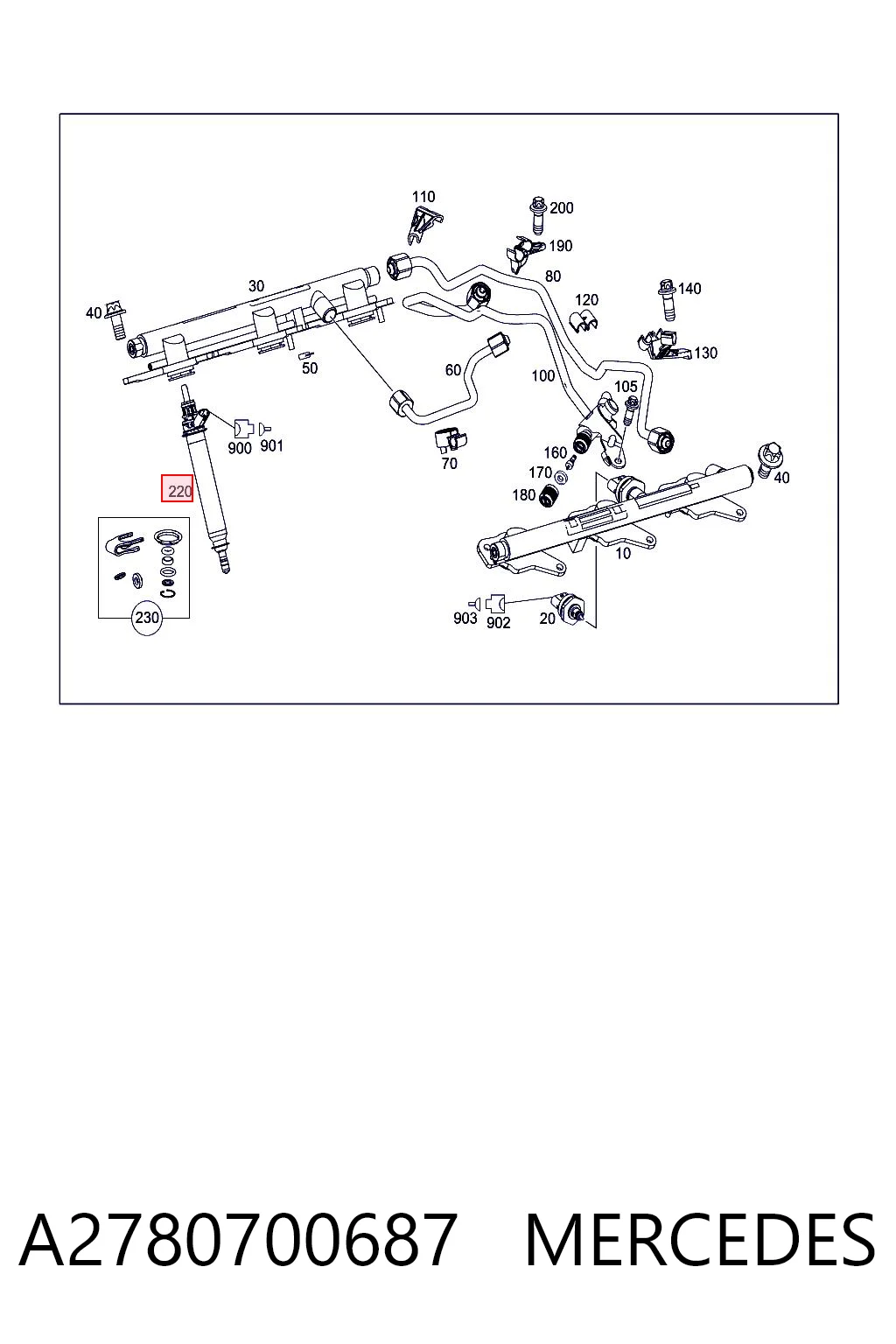 A2780700687 Mercedes Injetor de injeção de combustível