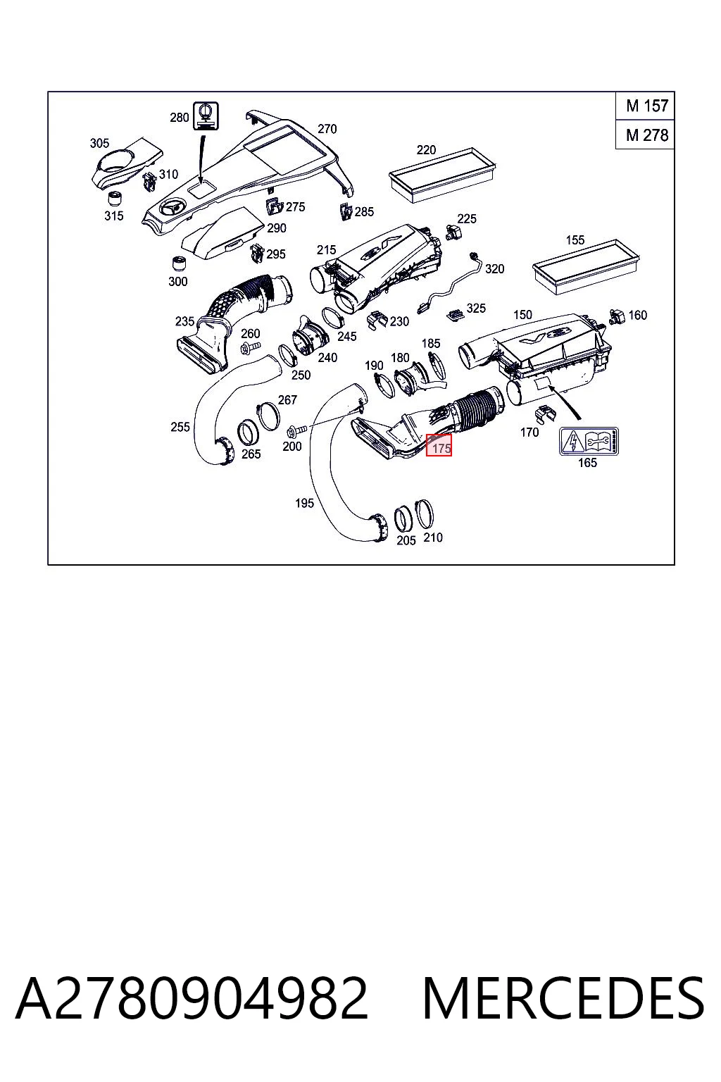 A2780904982 Mercedes Tomada de ar de filtro de ar