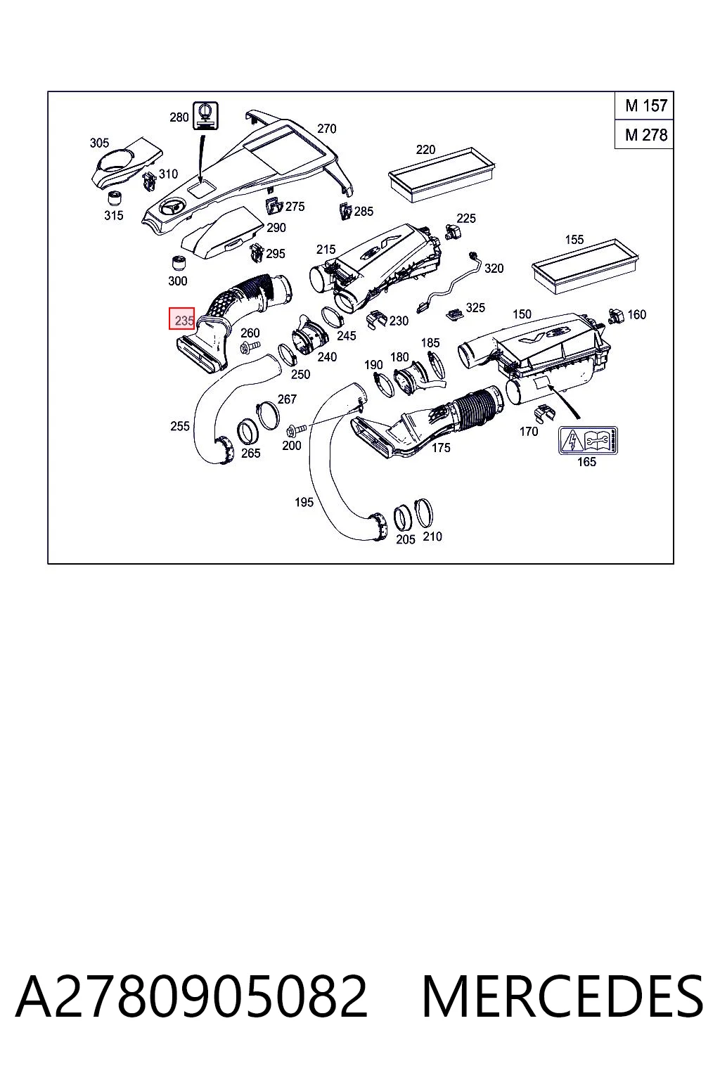 A2780905082 Mercedes Tomada de ar de filtro de ar