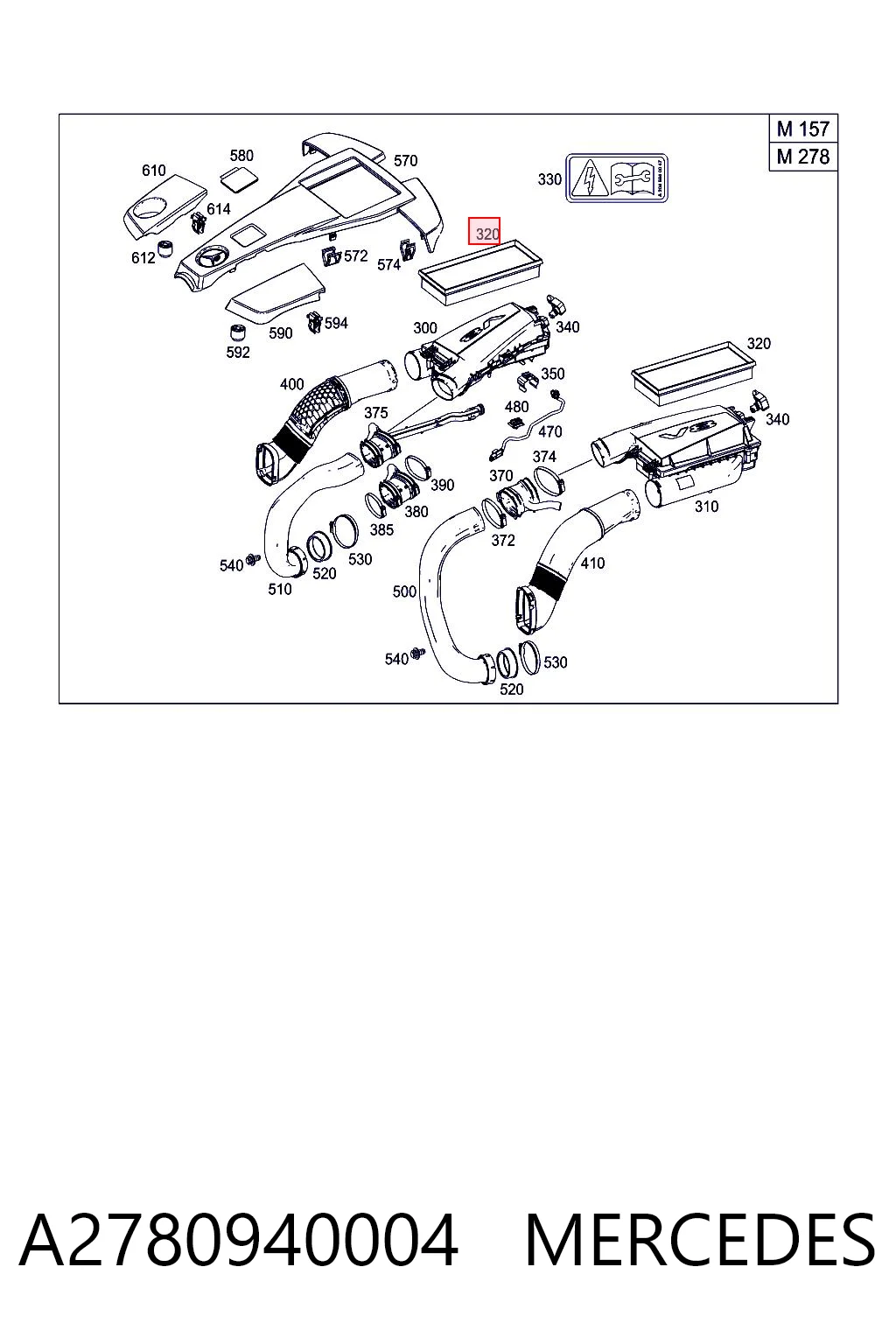 A2780940004 Mercedes Filtro de ar