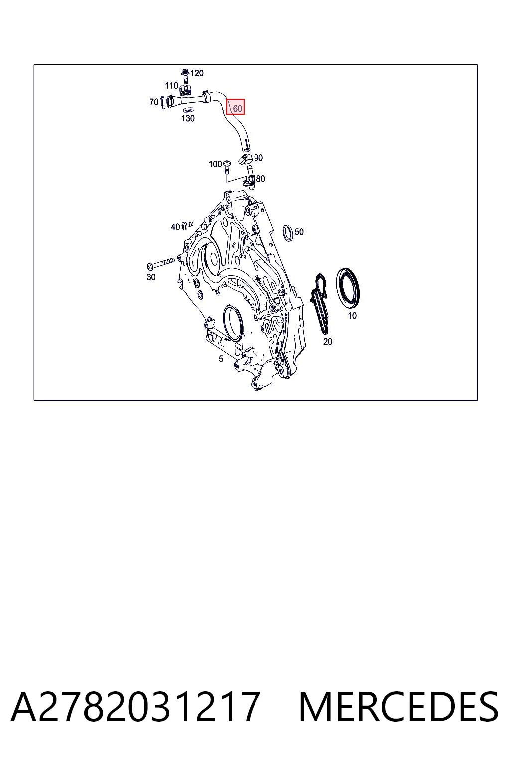 A2782031217 Mercedes Cano derivado de ventilação de cárter (de separador de óleo)
