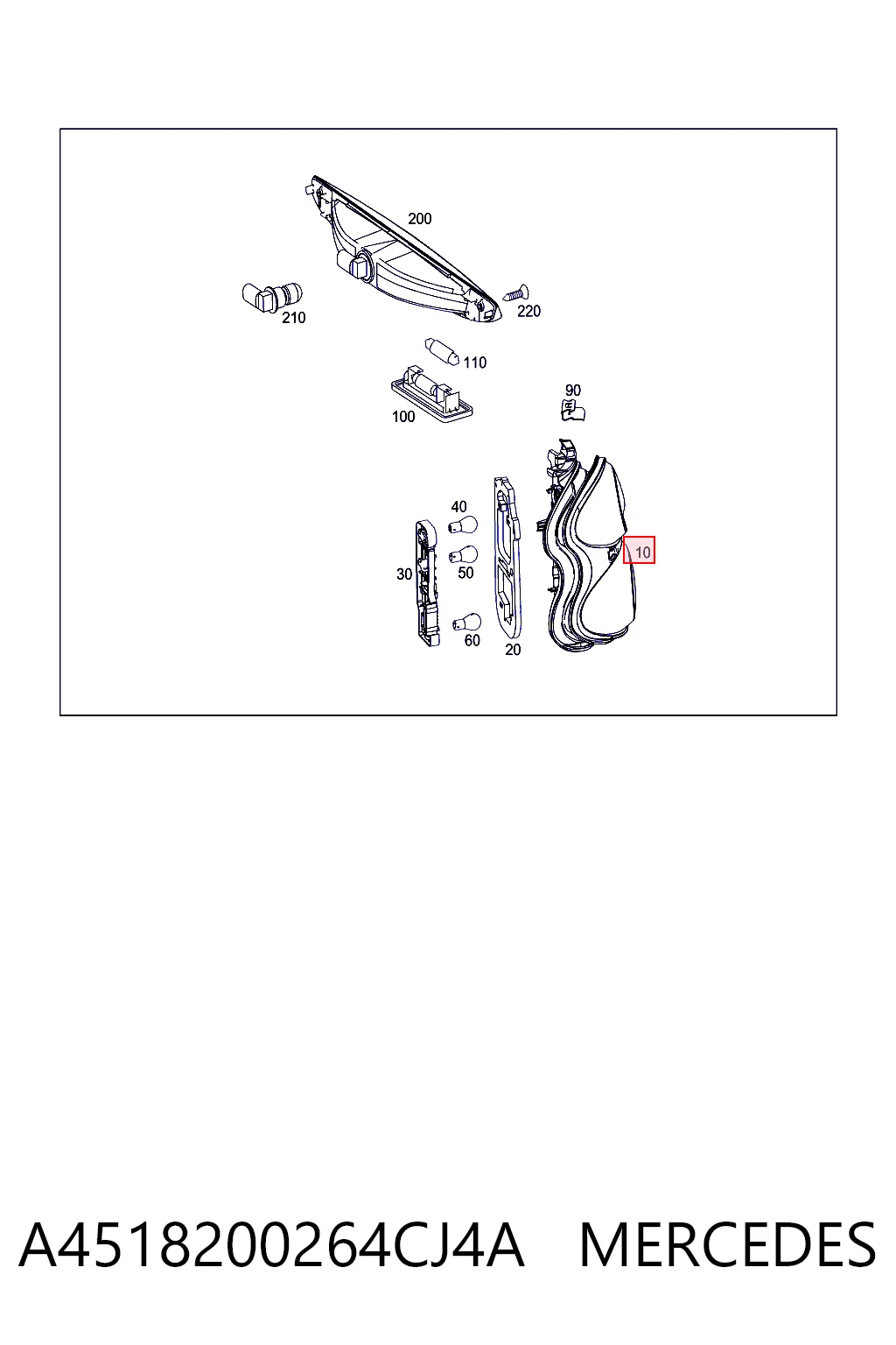 Lanterna traseira direita para Smart FORTWO 451