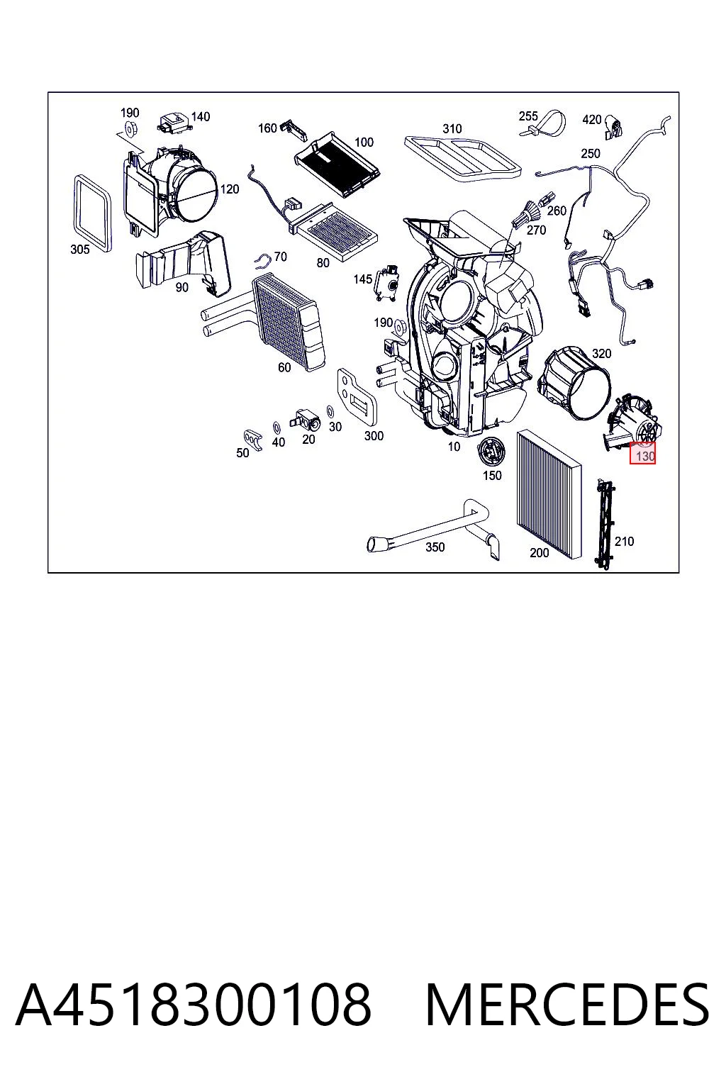 A4518300108 Mercedes Motor de ventilador de forno (de aquecedor de salão)