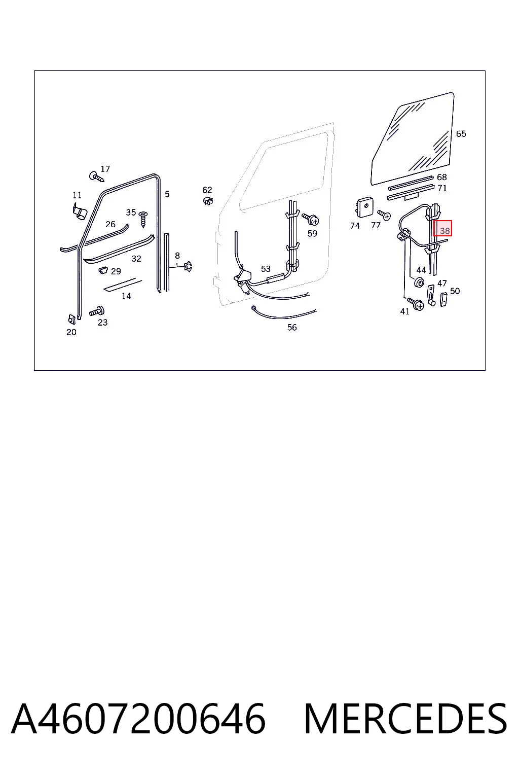 Mecanismo de acionamento de vidro da porta dianteira direita Mercedes G I W463