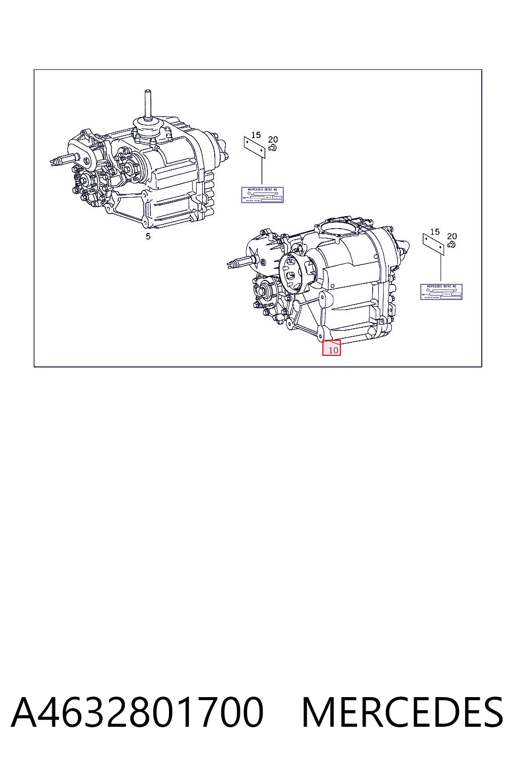A4632801700 Mercedes Caixa de transferência