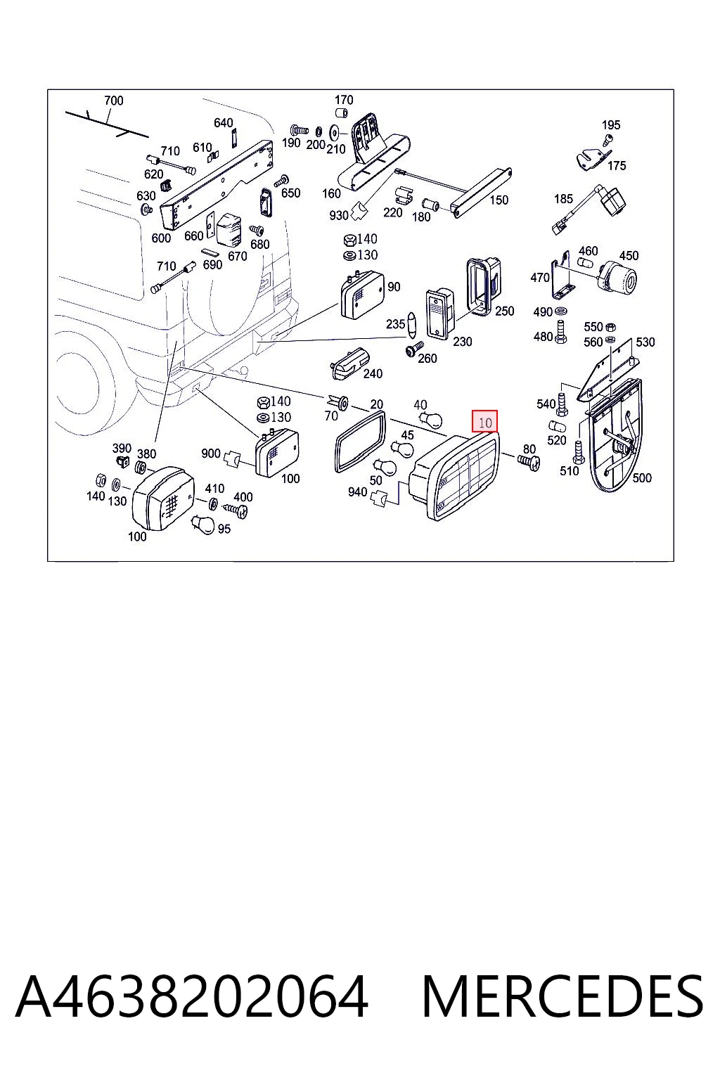 Lanterna traseira direita para Mercedes G I W463
