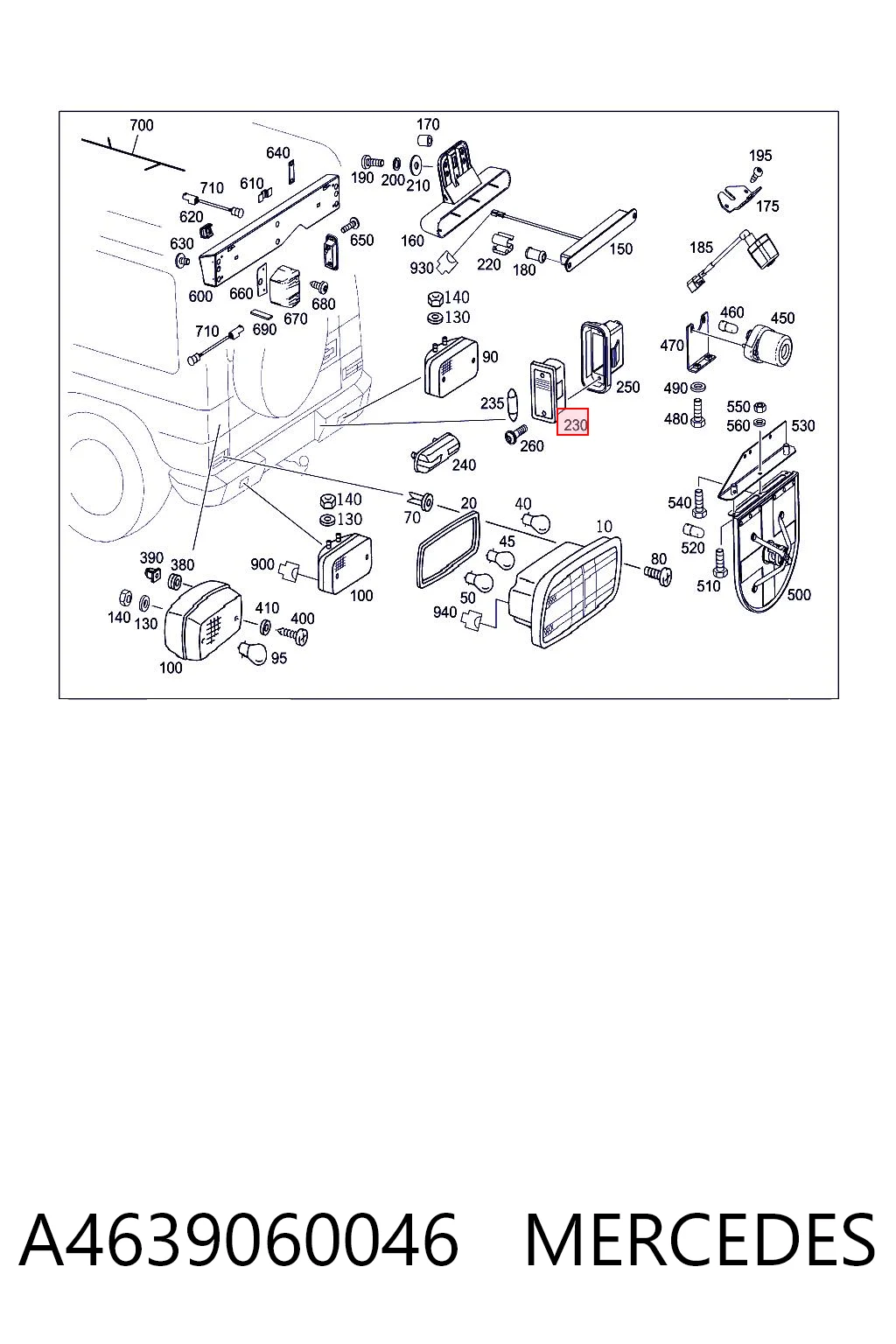 Compre Lanterna da luz de fundo de matrícula traseira Mercedes G 1