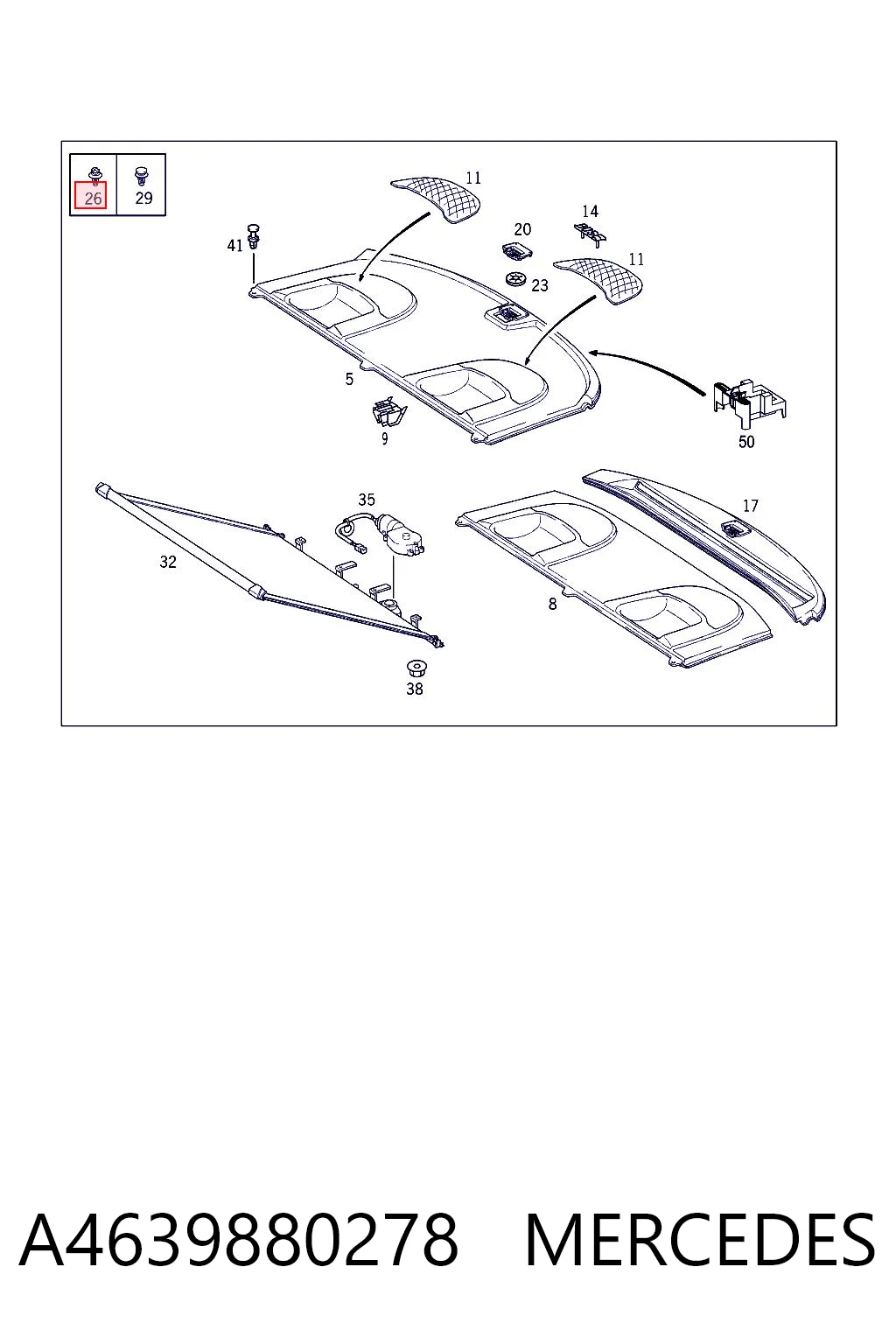 A4639880278 Mercedes Cápsula (prendedor) de fixação de revestimento da porta