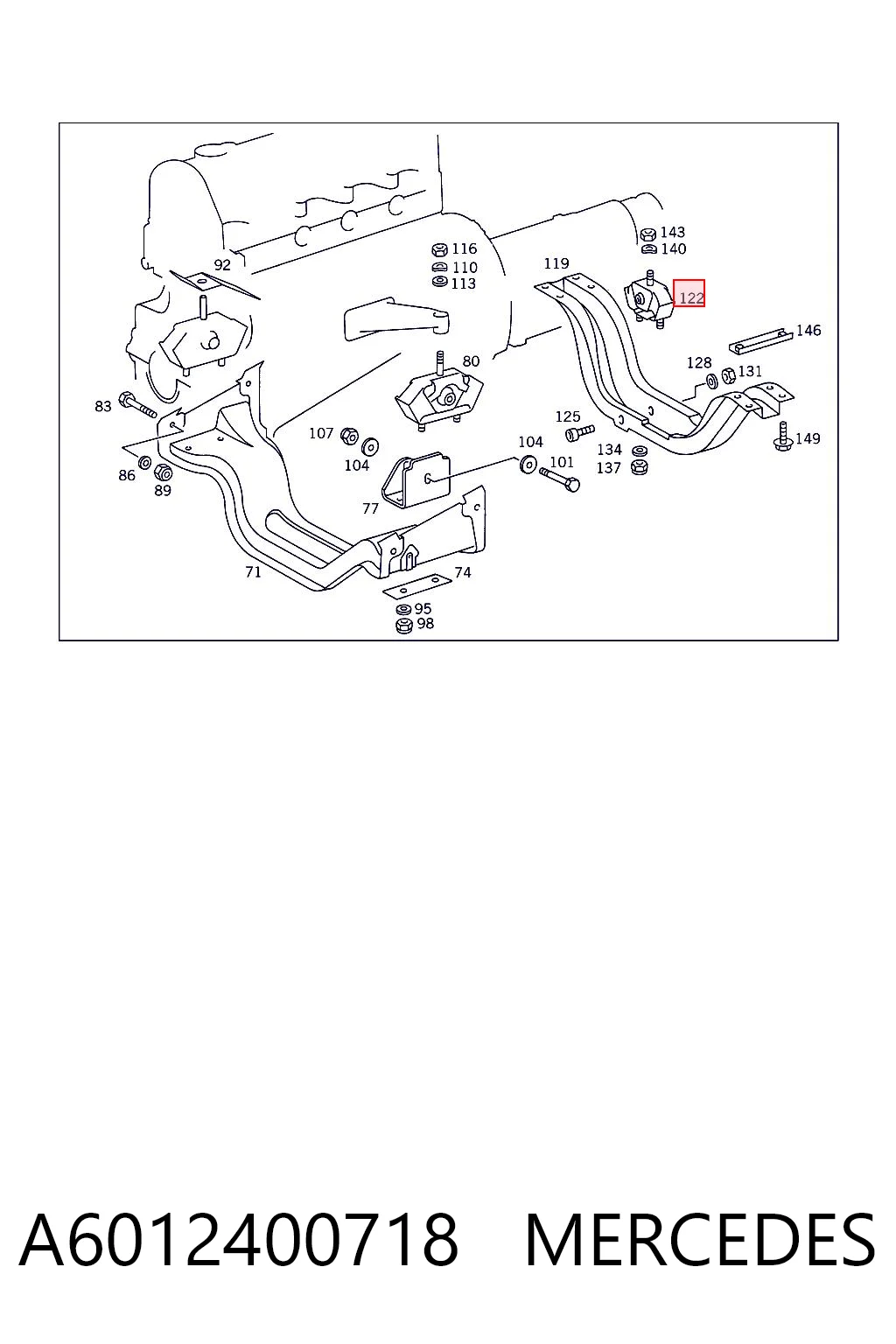 Coxim de transmissão (suporte da caixa de mudança) para Mercedes Bus 207-310 601