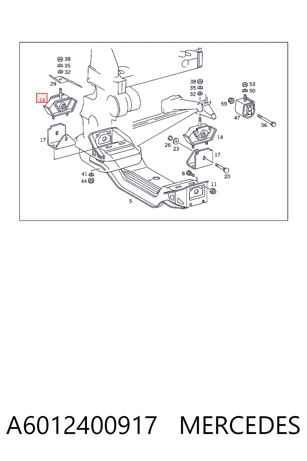 Coxim (suporte) dianteiro de motor para Mercedes Bus 207-310 601