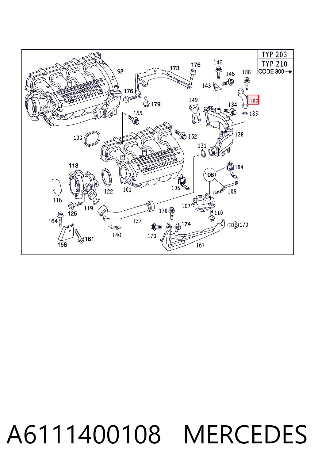 A6111400108 Mercedes Tubo de ligação do radiador EGR