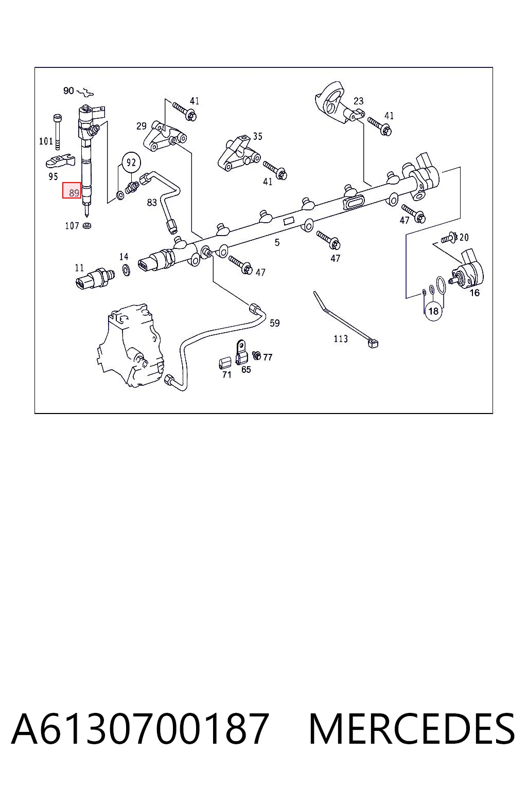 A6130700187 Mercedes Injetor de injeção de combustível