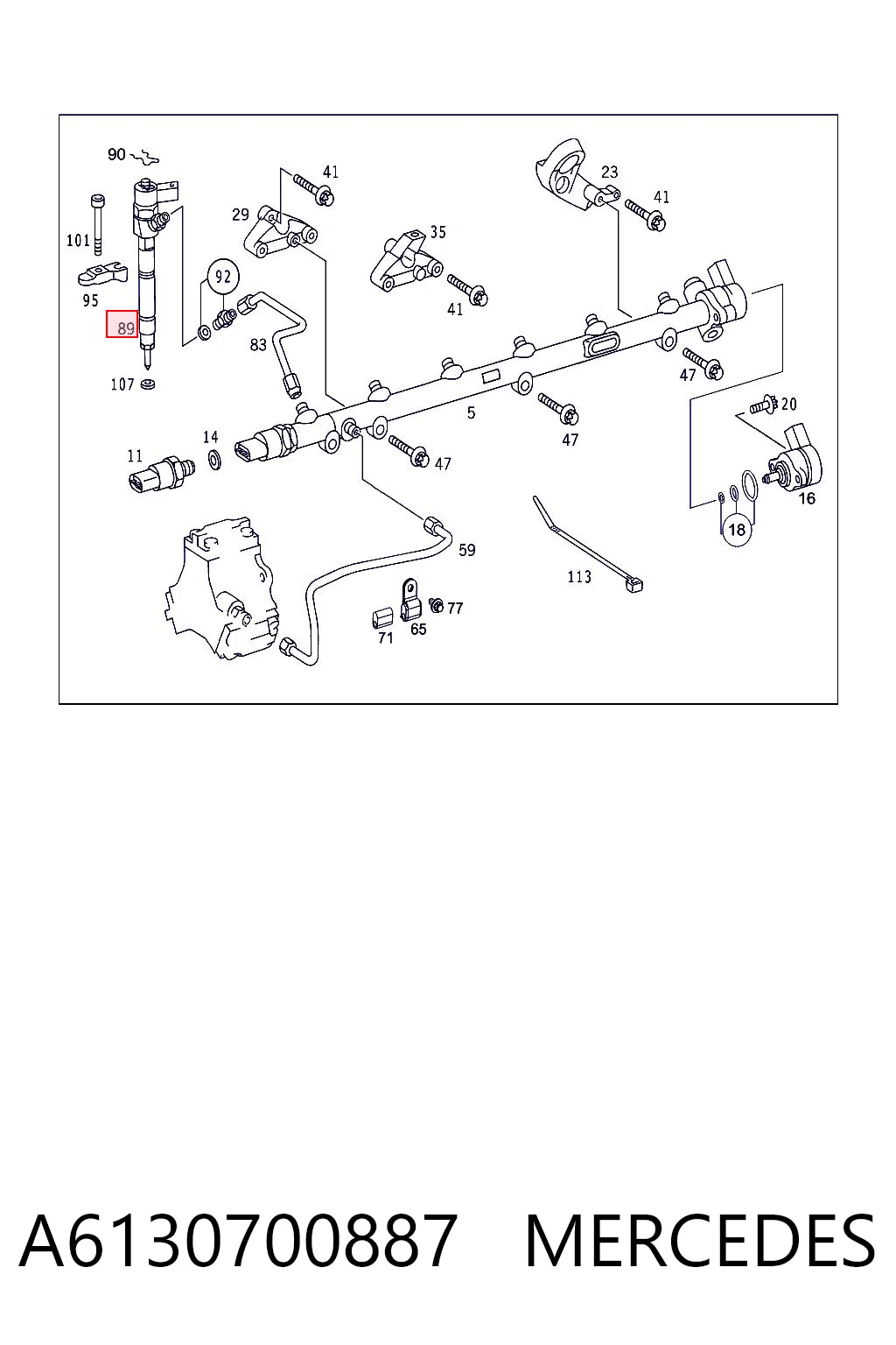 A6130700887 Mercedes Injetor de injeção de combustível