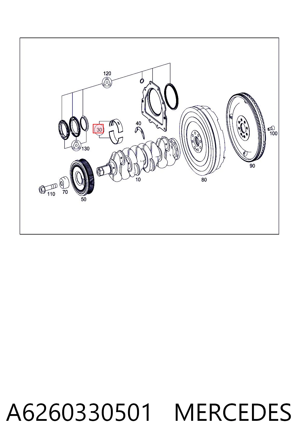 Folhas inseridas principais de cambota, kit, padrão (STD) Renault (RVI) 122075870R