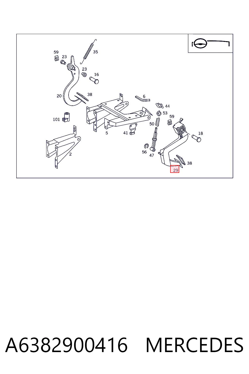 Pedal de embraiagem Mercedes Vito I 638