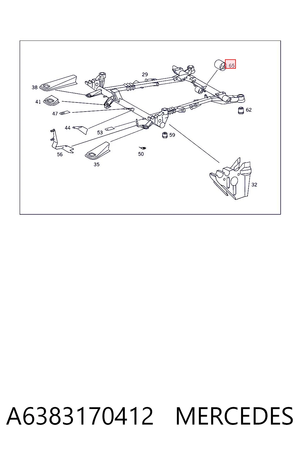 Bloco silencioso de viga traseira (de plataforma veicular) para Mercedes Vito I 638