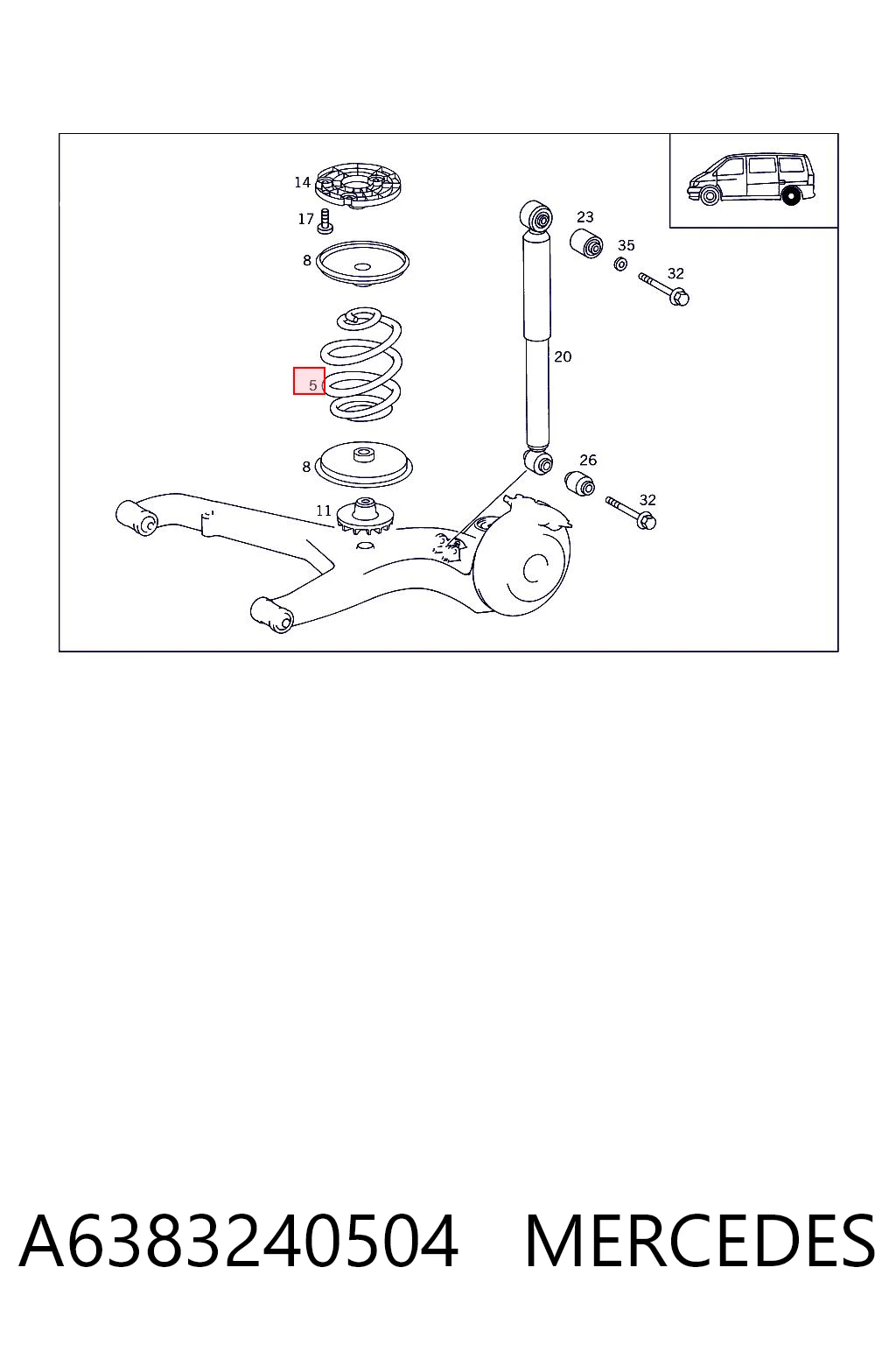 Mola traseira para Mercedes V 638