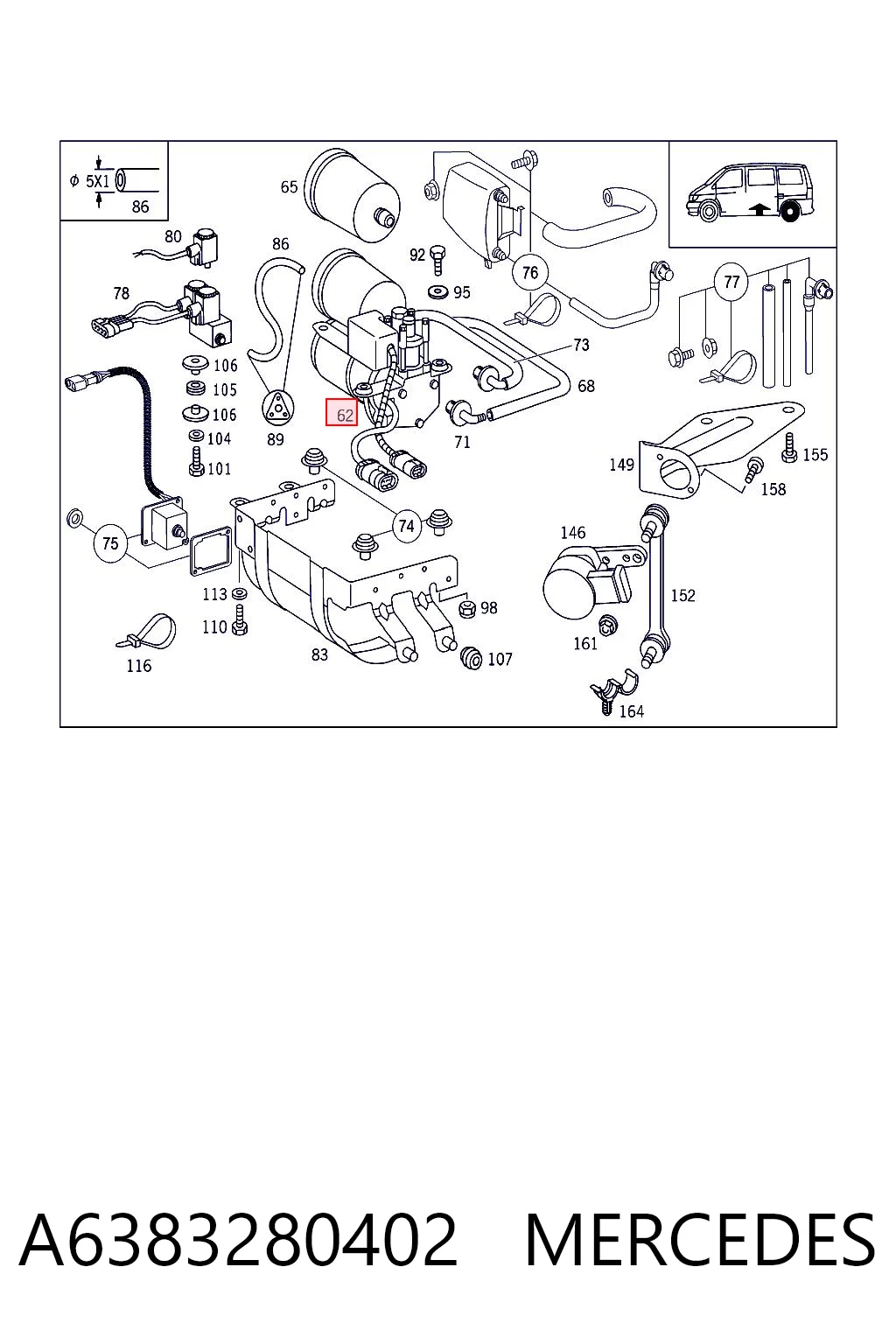 A6383280402 Mercedes Compressor de bombeio pneumático (de amortecedores)