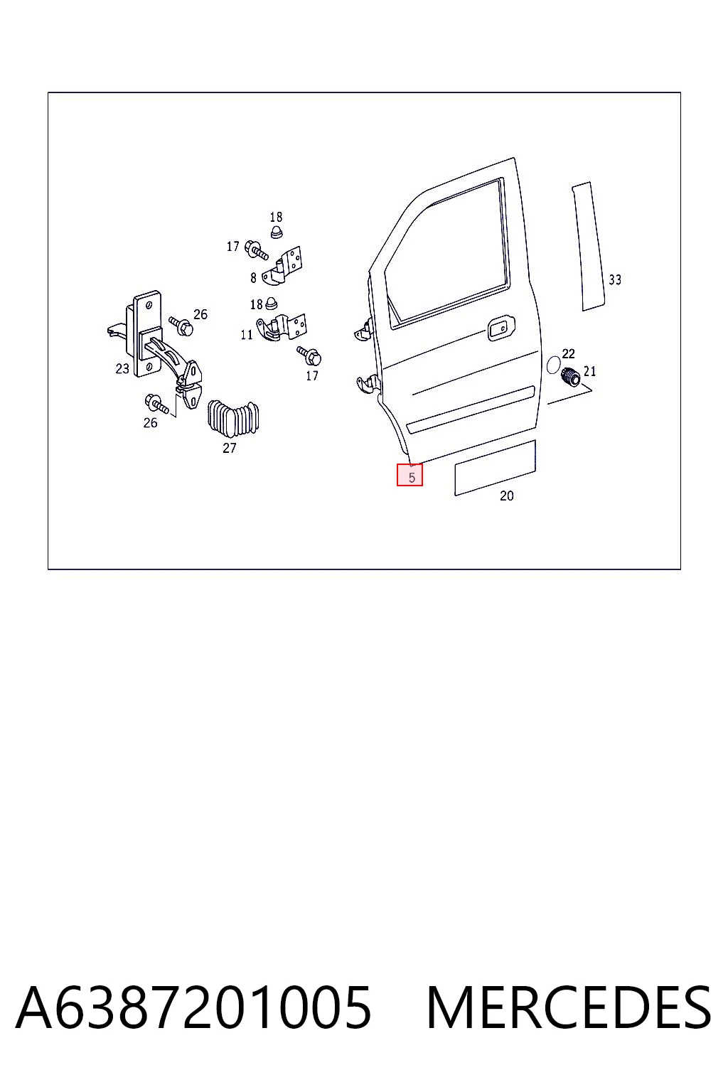 Porta dianteira esquerda Mercedes Vito I 638
